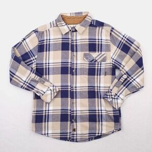 Legendary Whitetails Shirt Mens Medium Blue Tan Flannel Plaid Tartan Hunting